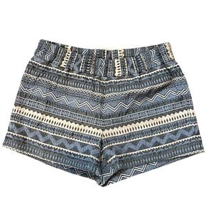 J. Crew Womens Size 2 Multi Color Geometric Pull On Shorts Blue Tan